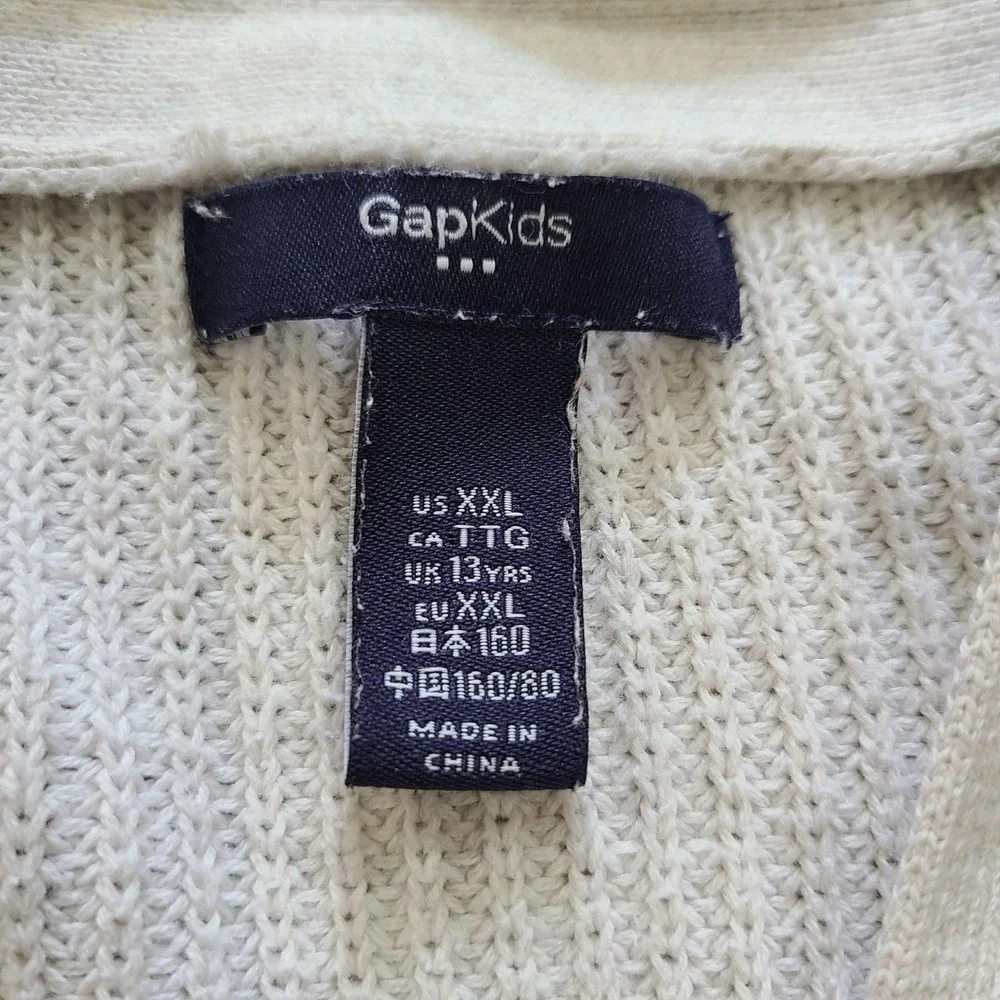 Gap Kids Youth XXL‎ 13 YRS Button Front Cream 2 Pocket Knit Grandpa Cardigan